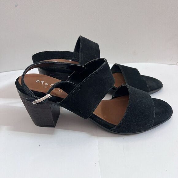 Mariella Black Suede Leather Sandal Block Heels Ankle Strap Italy 9.5 Womens - Picture 7 of 16